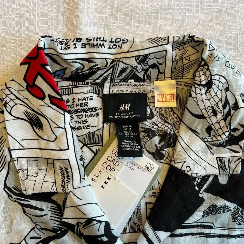Marvel H&M | Shirts | Spiderman Marvel Short Sleeve Button Down Shirt ...